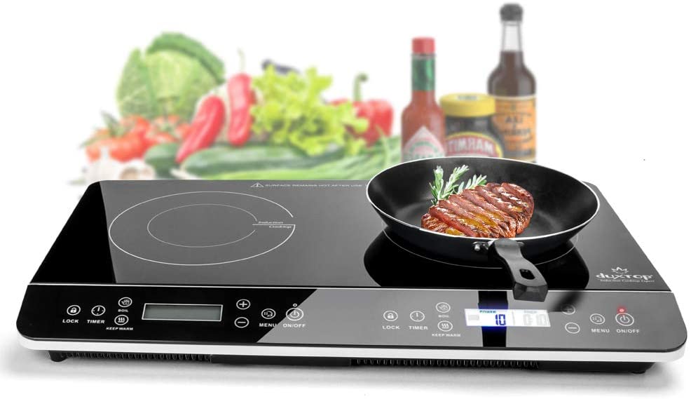 Duxtop 9620LS LCD Portable Double Induction Cooktop 1800W Digital Electric Countertop Burner Sensor Touch Stove